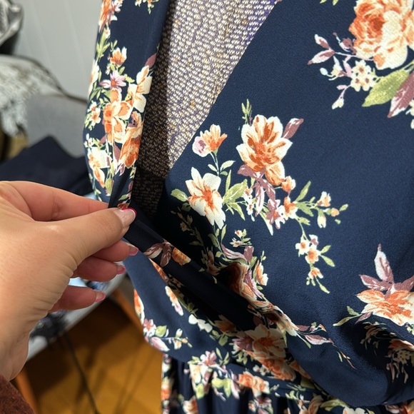 As U Wish Womens Large Short Sleeve Dress Elastic Waist with Belt Floral - Picture 5 of 12